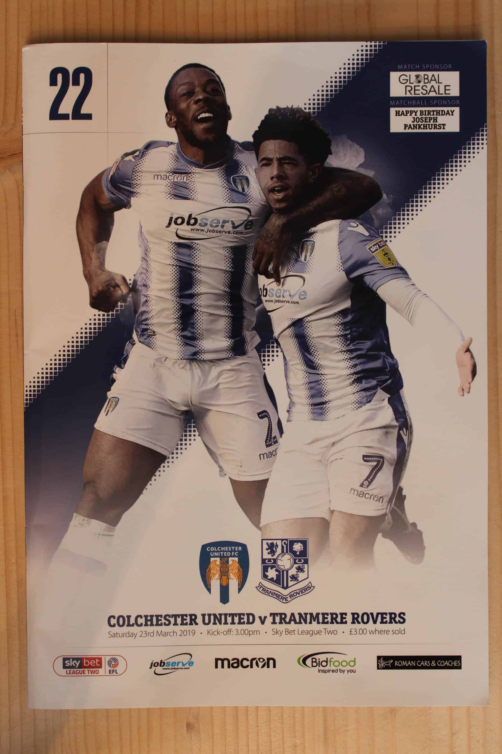 Colchester United FC v Tranmere Rovers FC